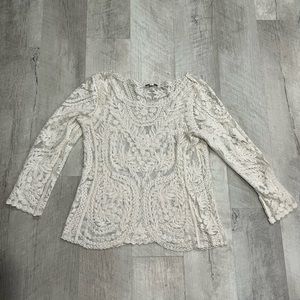 Sheer embroidered long sleeve blouse